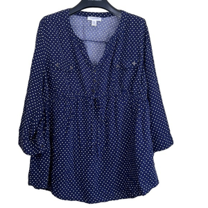 Motherhood Maternity navy polka‎ dot tunic 2x